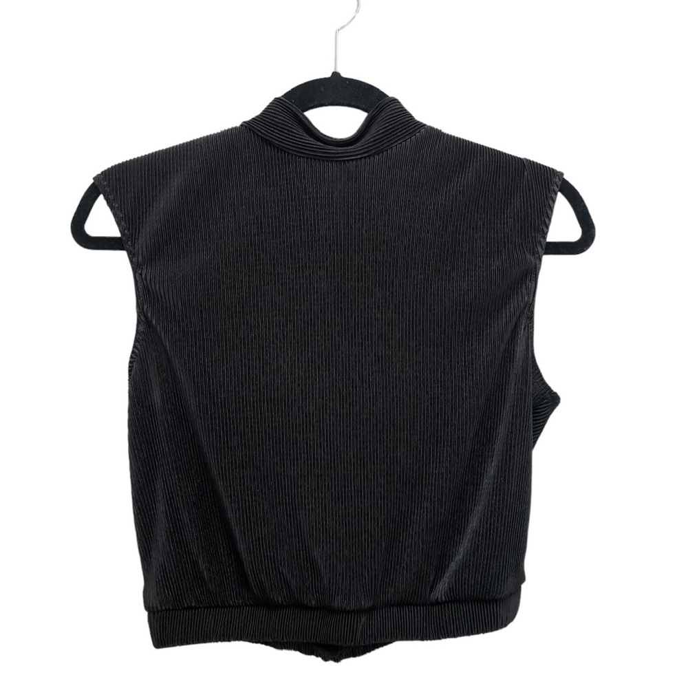 NWT Ro & De Rouched Black Mock TurtleNeck Keyhole Back Co-ord Set Top